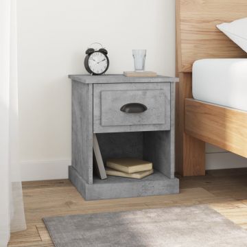 Gossi noptiera, gri beton, 39x39x47,5 cm, lemn prelucrat