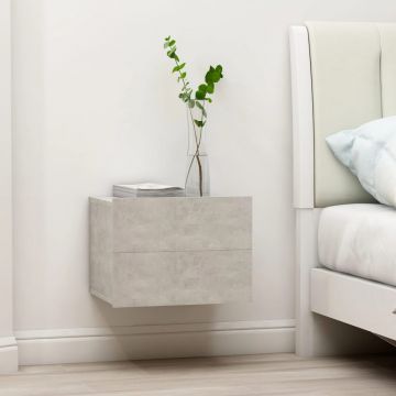 Gossi noptiera, gri beton, 40x30x30 cm, lemn prelucrat