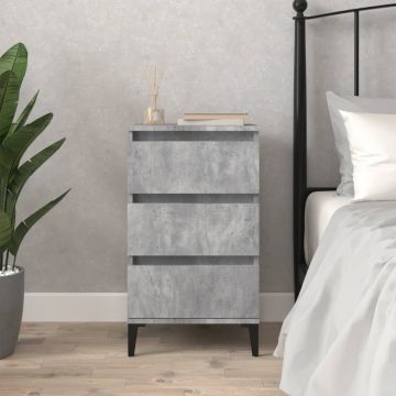 Gossi noptiera, gri beton, 40x35x70 cm, lemn prelucrat