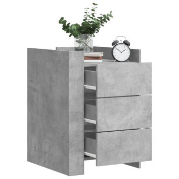 Gossi noptiera, gri beton, 45x50x65 cm, lemn prelucrat