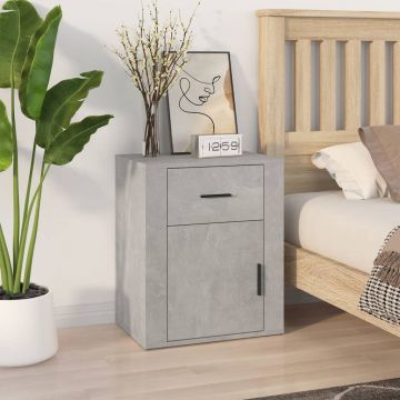 Gossi noptiera, gri beton, 50x36x60 cm, lemn prelucrat