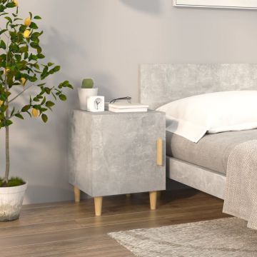 Gossi noptiera, gri beton, lemn prelucrat