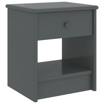 Gossi noptiera, gri inchis, 35 x 30 x 40 cm, lemn masiv pin