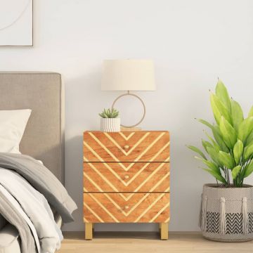 Gossi noptiera, maro si negru, 50x33x60 cm, lemn masiv de mango