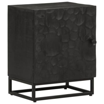Gossi noptiera, neagra, 40x30x50 cm, lemn masiv de mango si fier