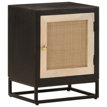 Gossi noptiera, neagra, 40x30x50 cm, lemn masiv de mango si fier