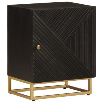 Gossi noptiera, neagra, 40x30x50 cm, lemn masiv de mango si fier