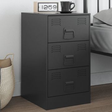 Gossi noptiera, negru, 34,5x39x62 cm, otel