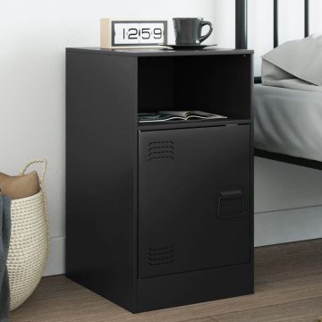 Gossi noptiera, negru, 34,5x39x62 cm, otel