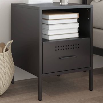 Gossi noptiera, negru, 36x39x50,5 cm, otel laminat la rece