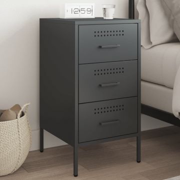 Gossi noptiera, negru, 36x39x68 cm, otel laminat la rece