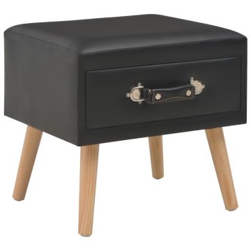 Gossi noptiera, negru, 40 x 35 x 40 cm, piele ecologica