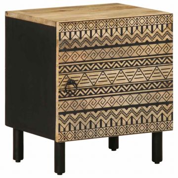 Gossi noptiera, negru, 40x33,5x46 cm, lemn masiv de mango brut