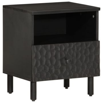 Gossi noptiera, negru, 40x33x46 cm, lemn masiv de mango