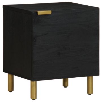 Gossi noptiera, negru, 40x33x46 cm, lemn masiv de mango