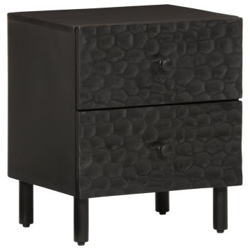 Gossi noptiera, negru, 40x33x46 cm, lemn masiv de mango