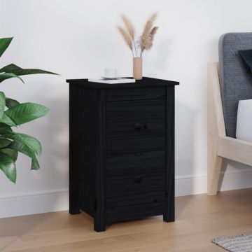 Gossi noptiera, negru, 40x35x61,5 cm, lemn masiv de pin