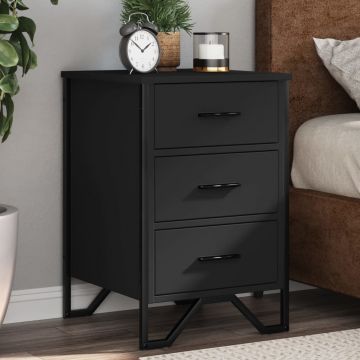 Gossi noptiera, negru, 40x41x60 cm, lemn prelucrat