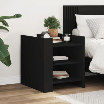 Gossi noptiera, negru, 45x50x50 cm, lemn prelucrat