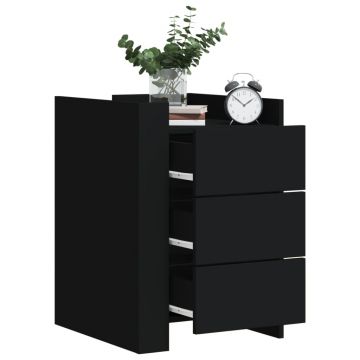 Gossi noptiera, negru, 45x50x65 cm, lemn prelucrat