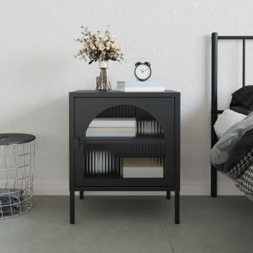 Gossi noptiera, negru, 50x35x60 cm, sticla si otel