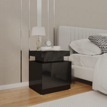 Gossi noptiera, negru extralucios, 45x35x52 cm, lemn prelucrat
