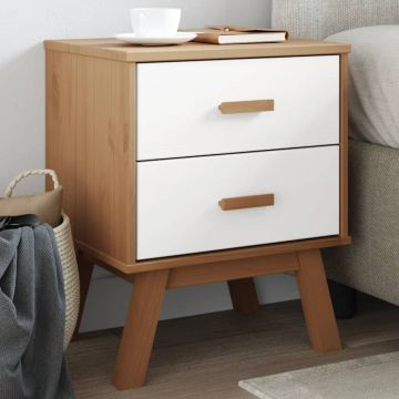 Gossi noptiera „olden”, alb si maro, lemn masiv de pin