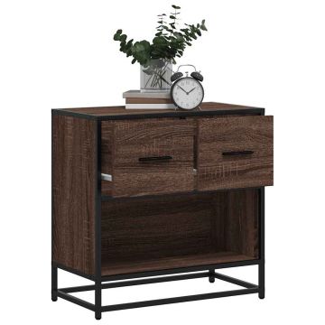 Gossi noptiera stejar maro 60x31x60 cm lemn prelucrat si metal