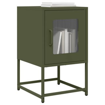 Gossi noptiera, verde maslina, 36x39x60,5 cm, otel laminat la rece