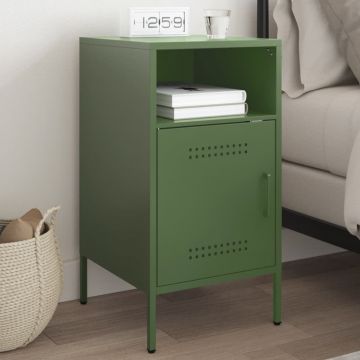 Gossi noptiera, verde maslina, 36x39x68 cm, otel laminat la rece