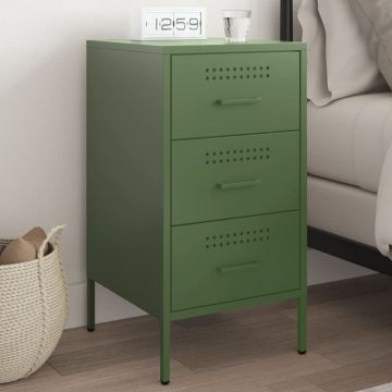 Gossi noptiera, verde maslina, 36x39x68 cm, otel laminat la rece