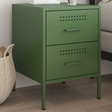 Gossi noptiera, verde masliniu, 36x39x50,5 cm, otel