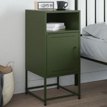 Gossi noptiera, verde masliniu, 36x39x78 cm, otel