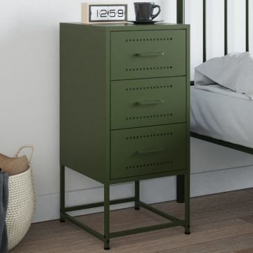 Gossi noptiera, verde masliniu, 36x39x78 cm, otel
