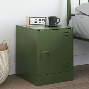 Gossi noptiera, verde olive, 34,5x39x44 cm, otel