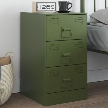 Gossi noptiera, verde olive, 34,5x39x62 cm, otel