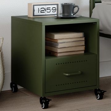 Gossi noptiera, verde olive, 36x39x43,5 cm, otel