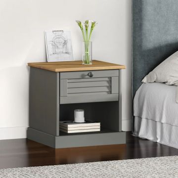 Gossi noptiera vigo, gri, 42x35x42 cm, lemn masiv de pin