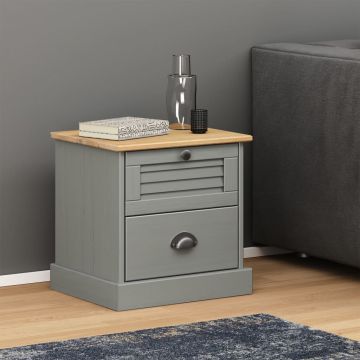 Gossi noptiera vigo, gri, 42x35x42 cm, lemn masiv de pin