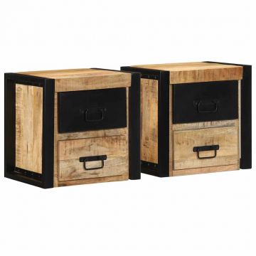 Gossi noptiere 2 buc 40x35x40 cm lemn masiv de mango