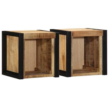 Gossi noptiere 2 buc 40x35x40 cm lemn masiv de mango