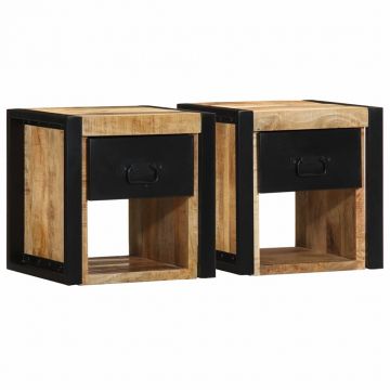 Gossi noptiere 2 buc 40x35x40 cm lemn masiv de mango