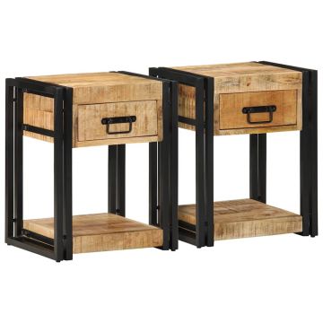 Gossi noptiere 2 buc 40x35x50 cm lemn masiv de mango
