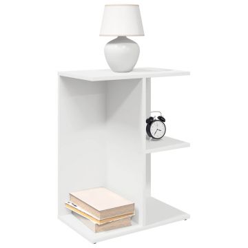Gossi noptiere 2 buc alb 46,5x29x61 cm lemn prelucrat
