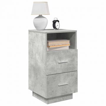 Gossi noptiere 2 buc cu 2 sertare gri beton 36x36x68 cm