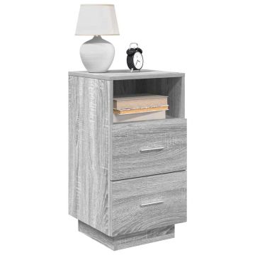 Gossi noptiere 2 buc cu 2 sertare gri sonoma 36x36x68 cm