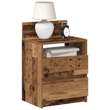 Gossi noptiere 2 buc cu 2 sertare lemn vechi 40x33x60 cm
