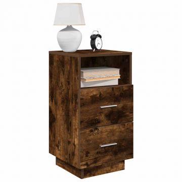 Gossi noptiere 2 buc cu 2 sertare stejar afumat 36x36x68 cm
