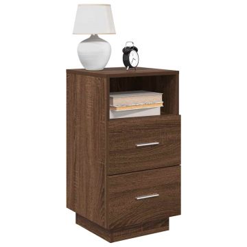 Gossi noptiere 2 buc cu 2 sertare stejar maro 36x36x68 cm