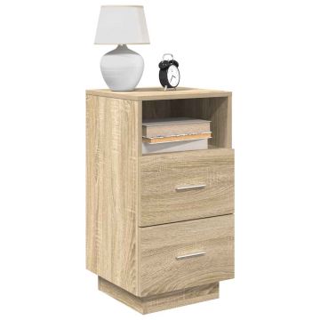 Gossi noptiere 2 buc cu 2 sertare stejar sonoma 36x36x68 cm